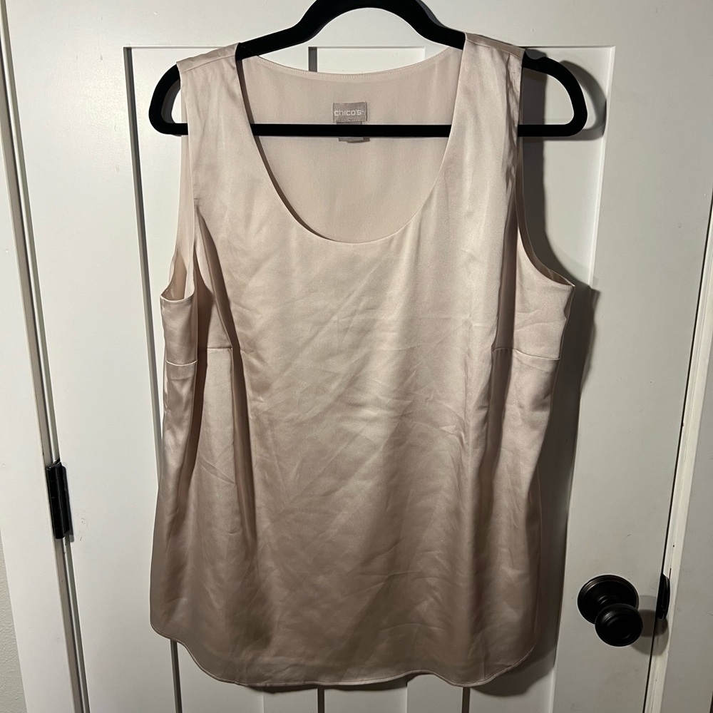 CHICOS Womens Lined Sleeveless Silky Tank Blouse Shirt Top Plus Size 2 (12/14)